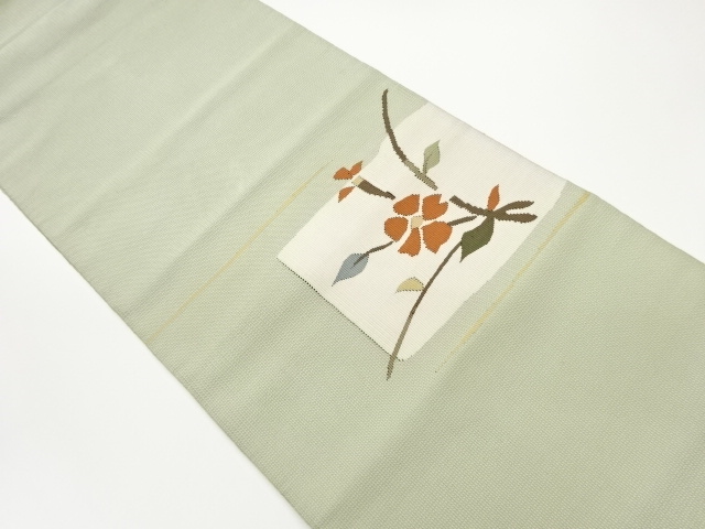 色紙に花模様織出し名古屋帯